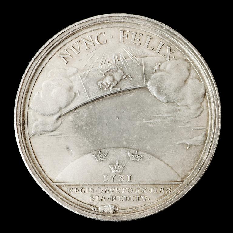 Kungen återkommer från Hessen till Sverige 1731.