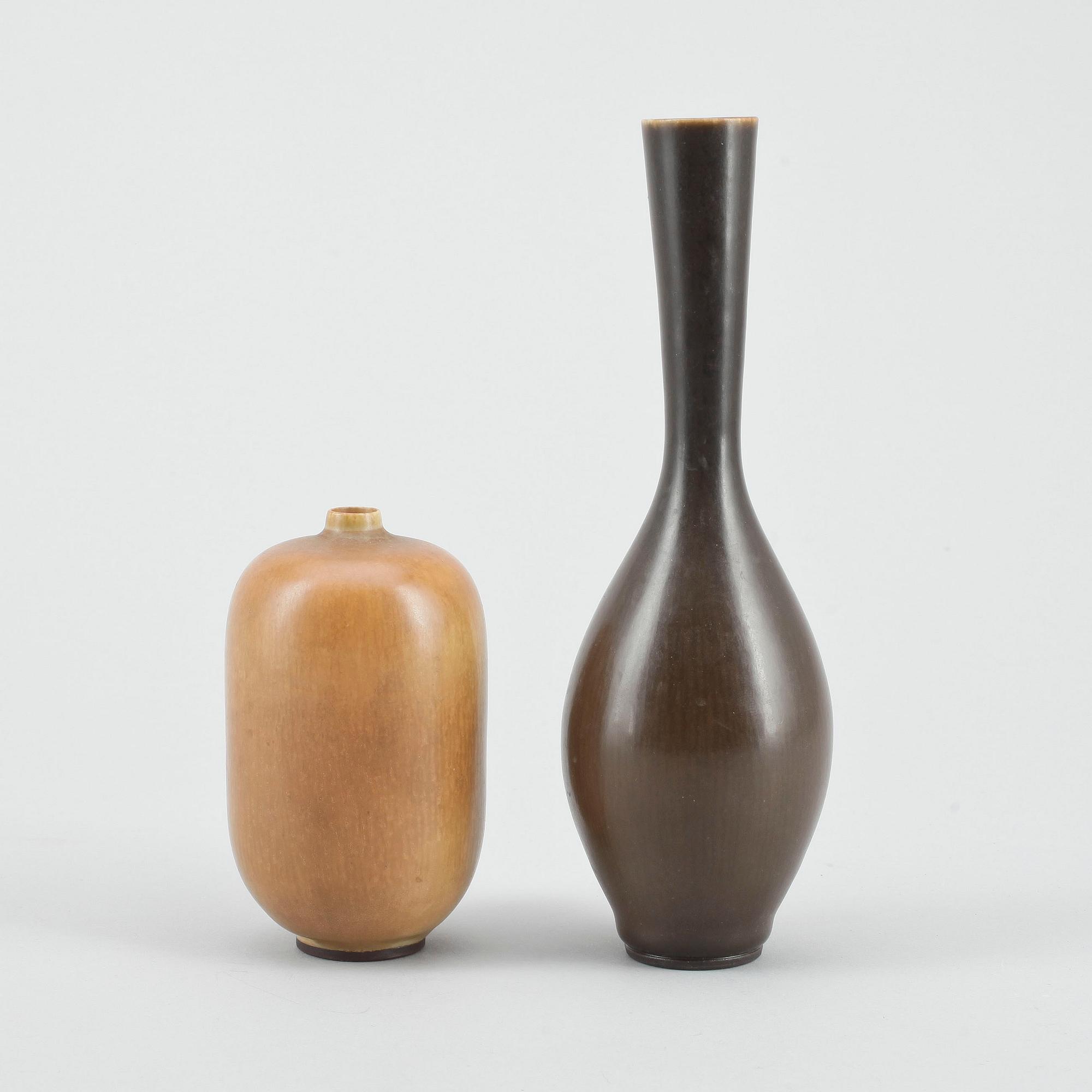 VASER, 2 st, stengods, Berndt Friberg, Gustavsbergs studio 1956.