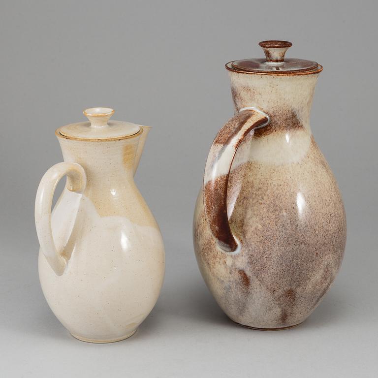 OTTO LINDIG, two stoneware cocoa pots from Liebfriede Bernstiel, Germany, circa 1923.