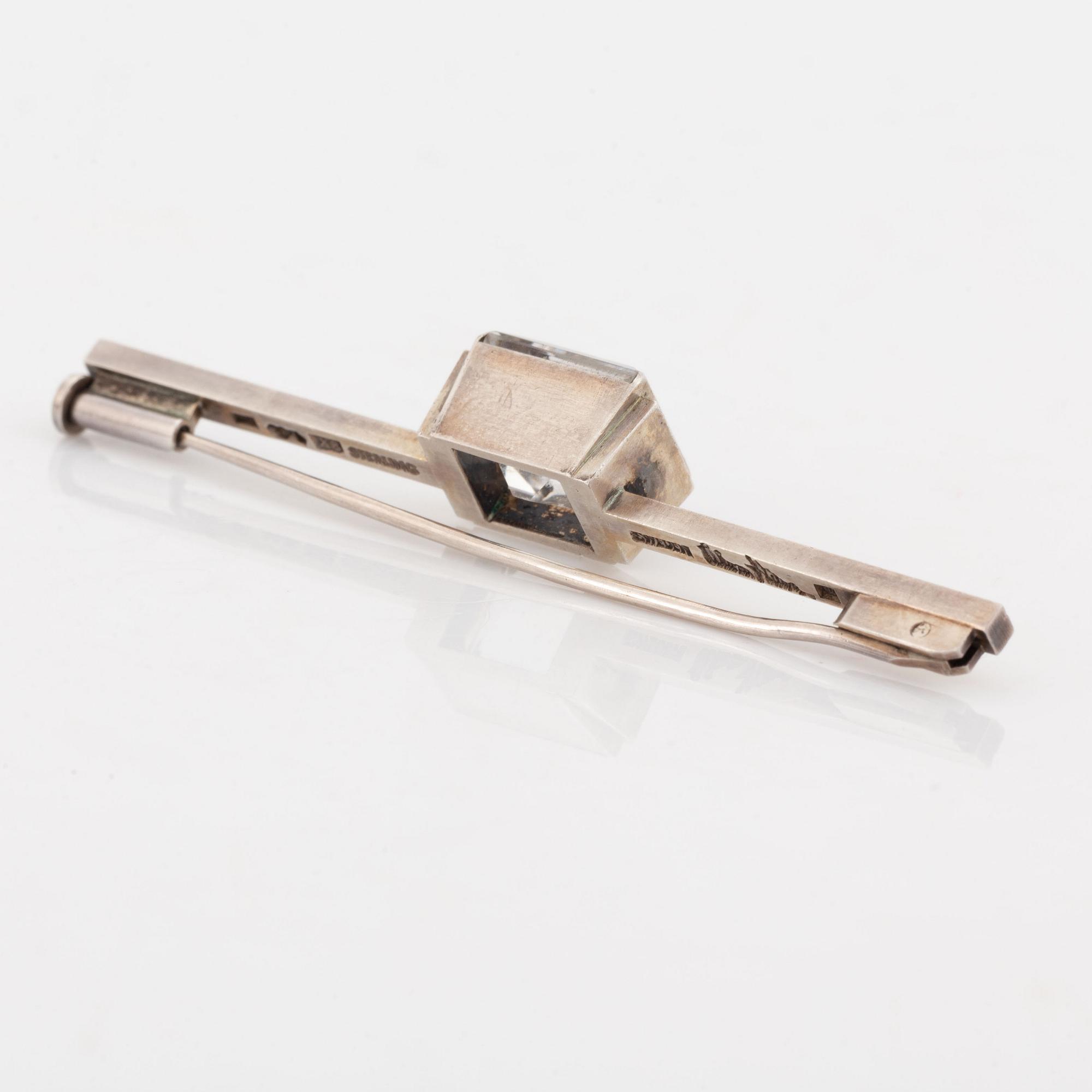 Wiwen Nilsson, sterling silver and rock crystal brooch.