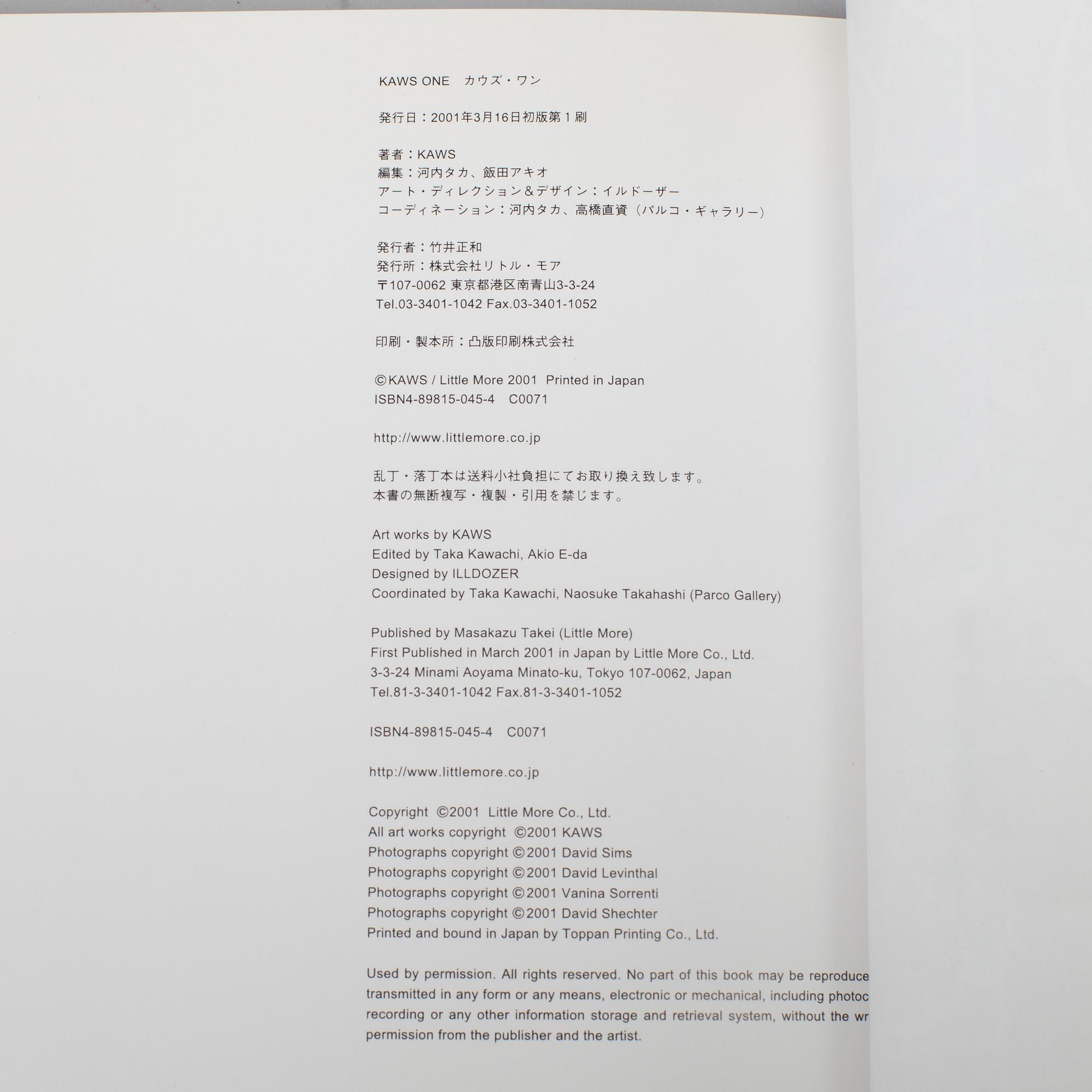 KAWS, "KawsOne", (2001), book, signed.