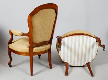 KARMSTOLAR, 1 par, nyrokoko, 1800-talets andra hälft.