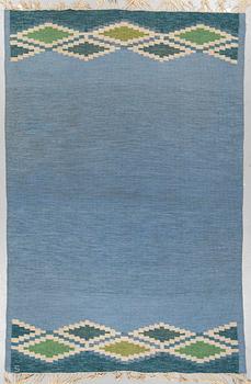 A CARPET, flat weave, signed S, ca 236 x 155 cm.