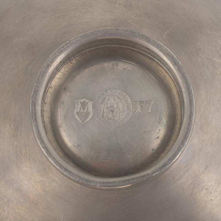 Firma Svenskt Tenn, a set of three pewter bowls, Stockholm, Sweden 1924, 1926 and 1930, model A 9, A 216 and A 7.