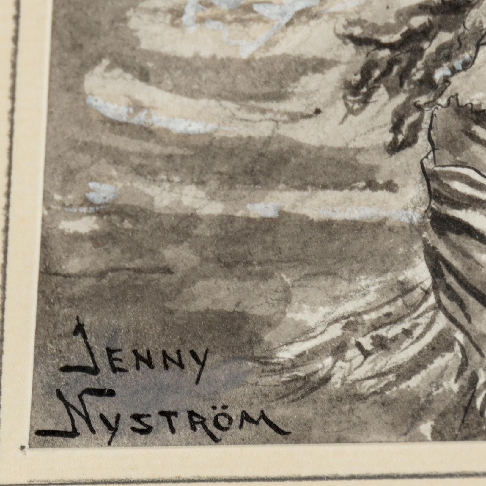 JENNY NYSTRÖM, watercolour, heightening white and indian ink, signed Jenny Nyström.