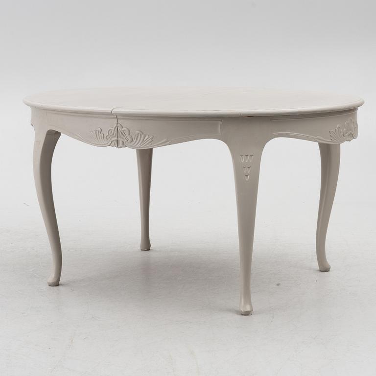 Dining table, 2 armchairs, 6 chairs, Rococo style, 20th century.