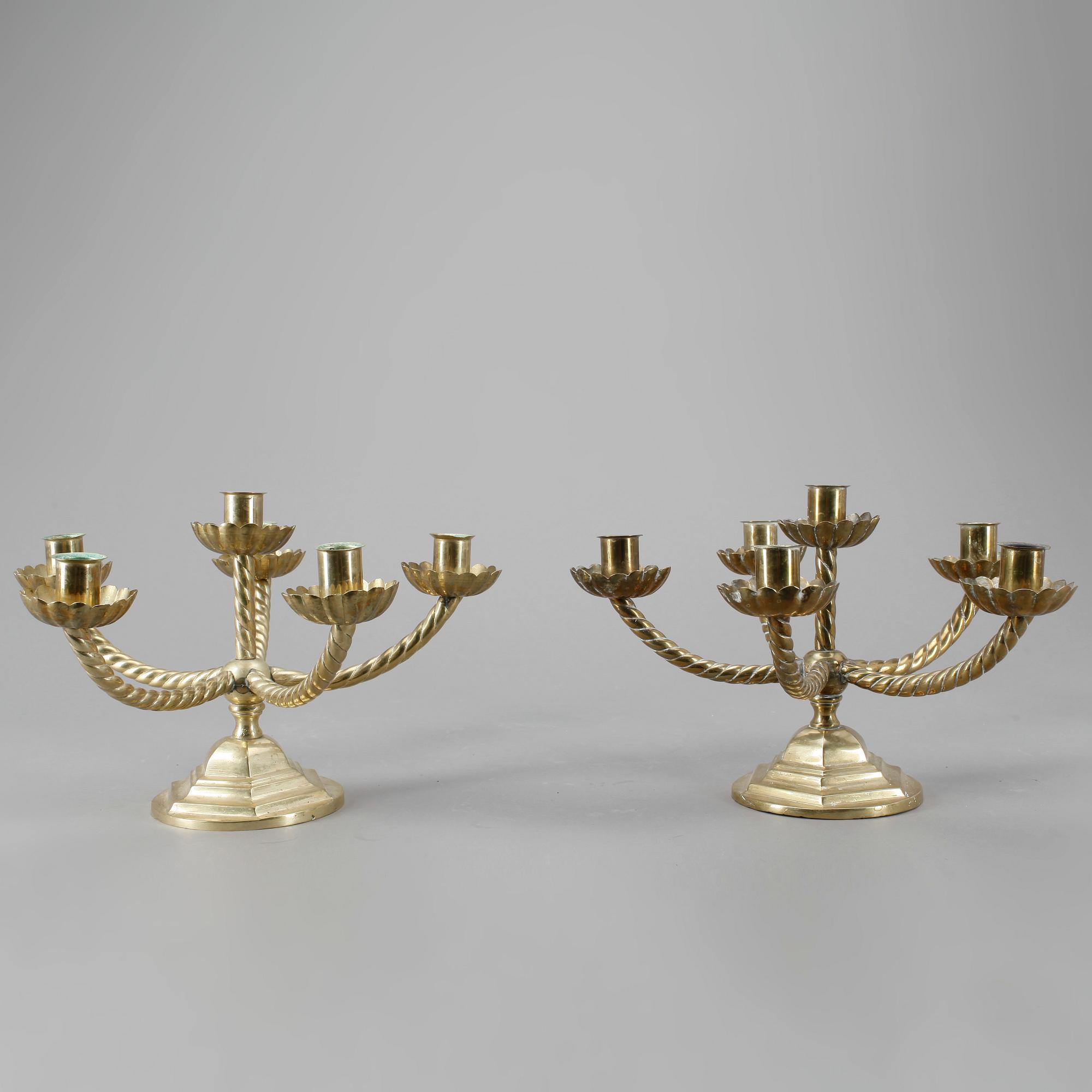 KANDELABRAR, ett par, mässing, 1900-tal.