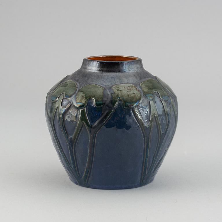 Hilma Persson-Hjelm, an Art Nouveau glazed ceramic vase, signed and dated 1915.