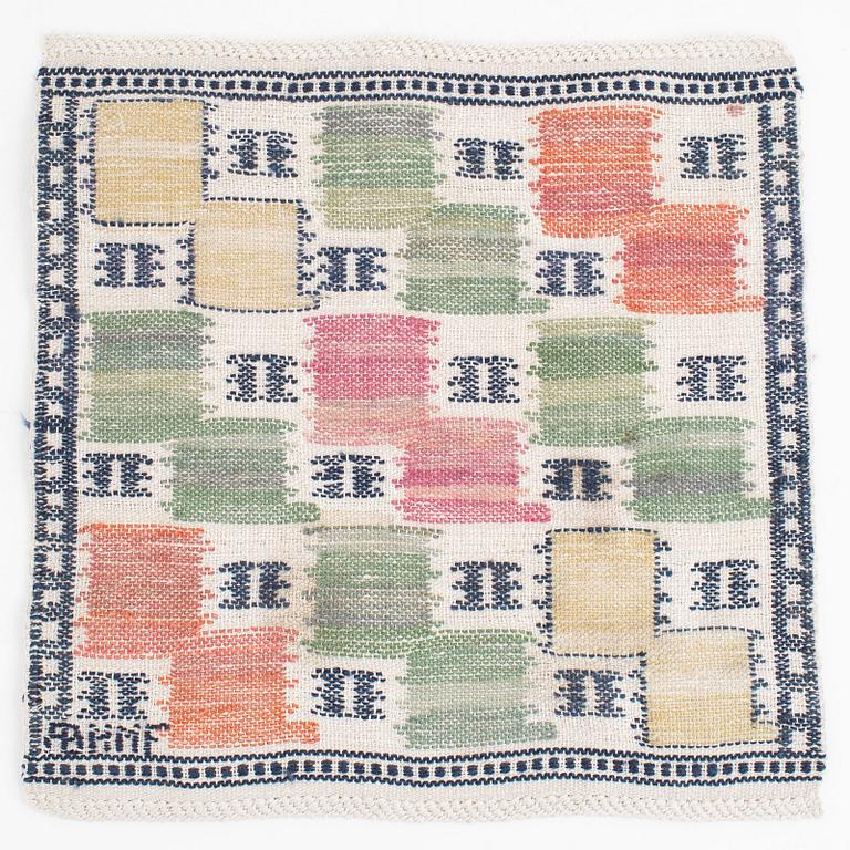 Märta Måås-Fjetterström,  a textile, "Lövendal", flat weave, ca 37 x 37 cm, signed AB MMF.