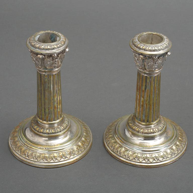 LJUSSTAKAR, ett par, silver, Lars Larson & Co, Stockholm, 1891. Vikt ca 289g.