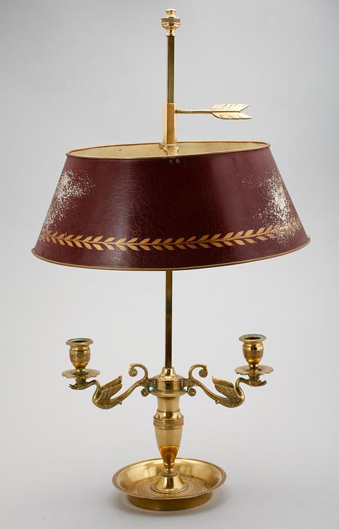 BOUILOTTELAMPA, förgylld brons, empirestil, 1800-tal.