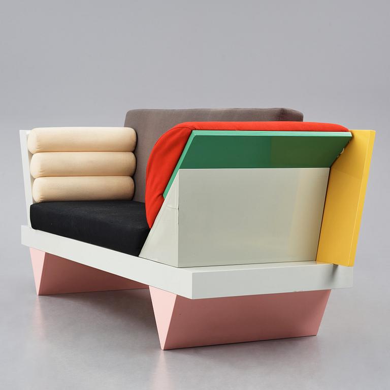 Peter Shire, a "Big Sur" sofa, Memphis, Italy, post 1986.