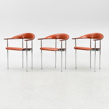 A set of three arm-chairs by G Vegni and G Gualterotti, 'P40', Fasem, 1980's.