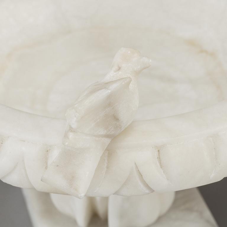 A pair of 20th century alabaster bowls or birdbaths.