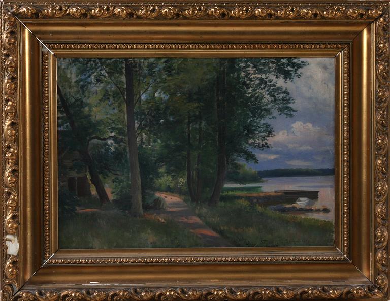 JULIA STRÖMBERG, olja på duk, sign o dat "Skägga 1899".