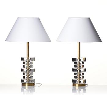 Carl Fagerlund, a pair of table lamps model "RD 1984", Orrefors, 1960s-70s.