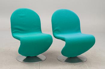 STOLAR, 2 st, Verner Panton för Fritz Hansen, "System 1-2-3". 1970-talets mitt.