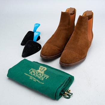 A pair of brown suede 'Gresham' Crockett & Jones boots.