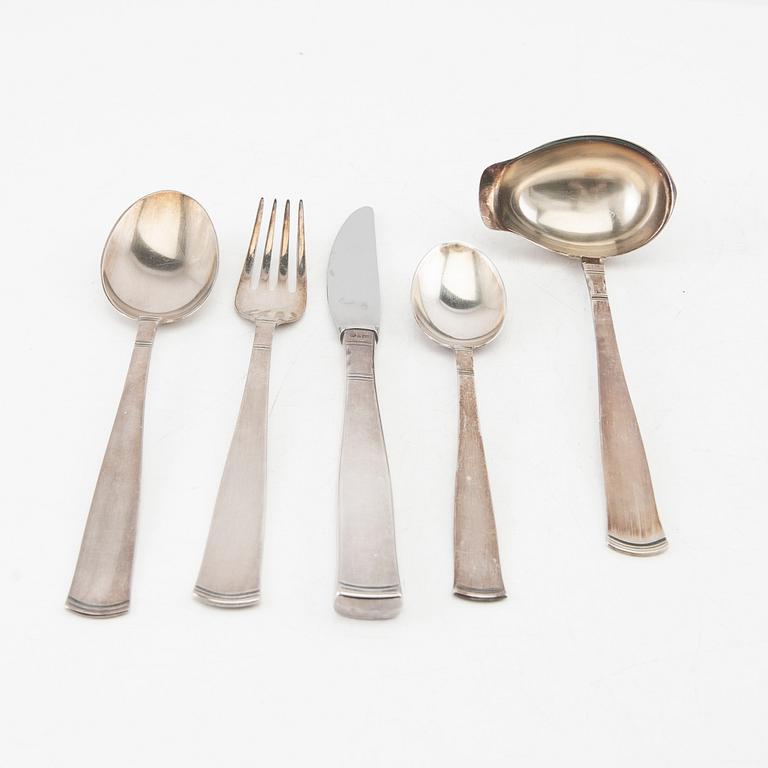 Jacob Ängman, cutlery 33 pcs. silver "Rosenholm" 1970s/80s.