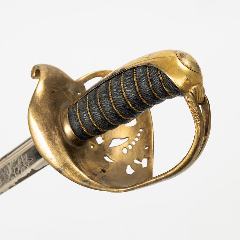 Sabel, svensk, m/1859 för infanteriofficer, med balja.