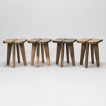 RAUNI PEIPPO, four stools, "Apila"  (Four-leaf clover), Keravan Puusepäntehdas, Oy Stockmann Ab.