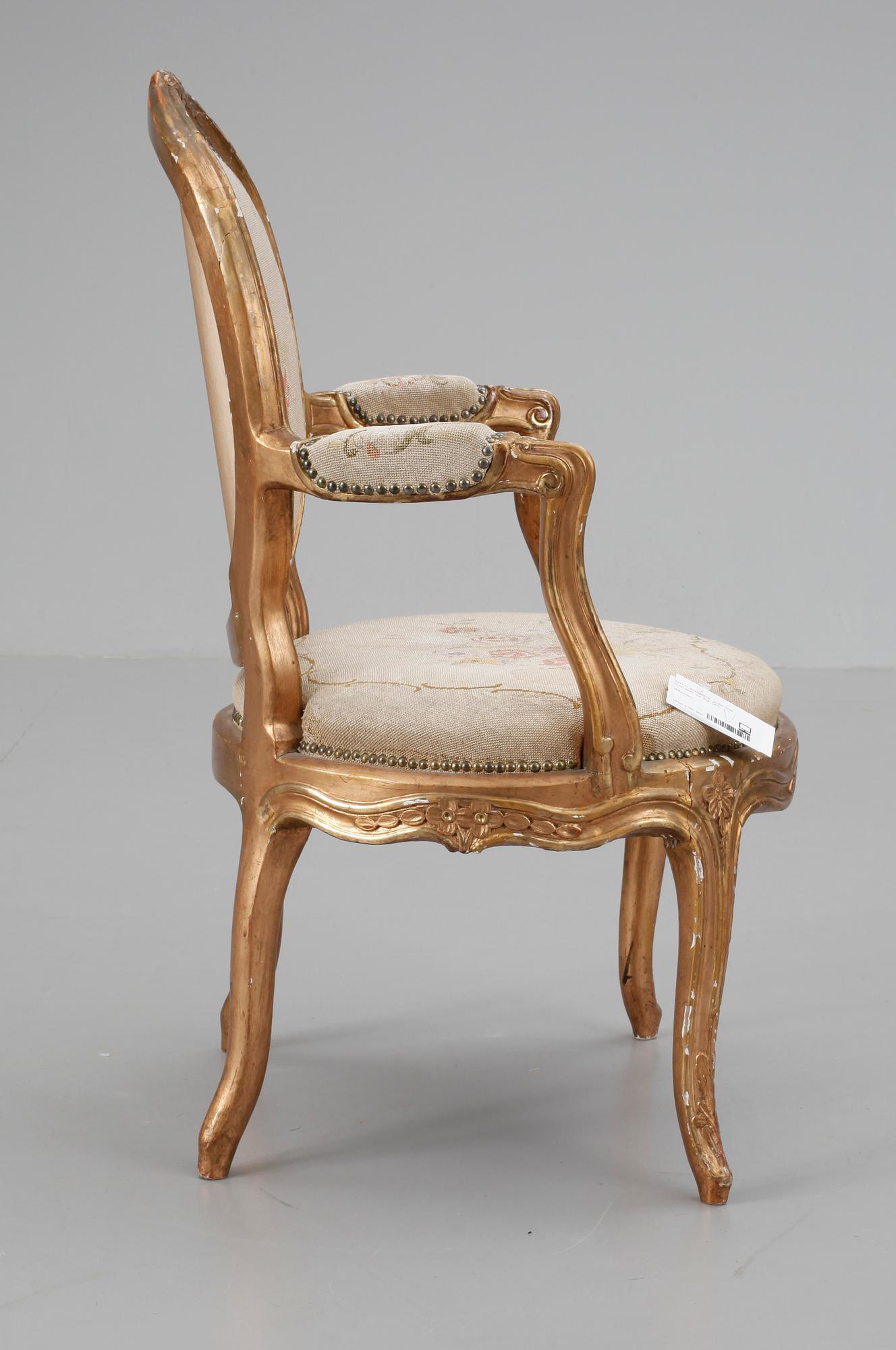 KARMSTOL, gustaviansk, sign OES, 1700-talets slut.