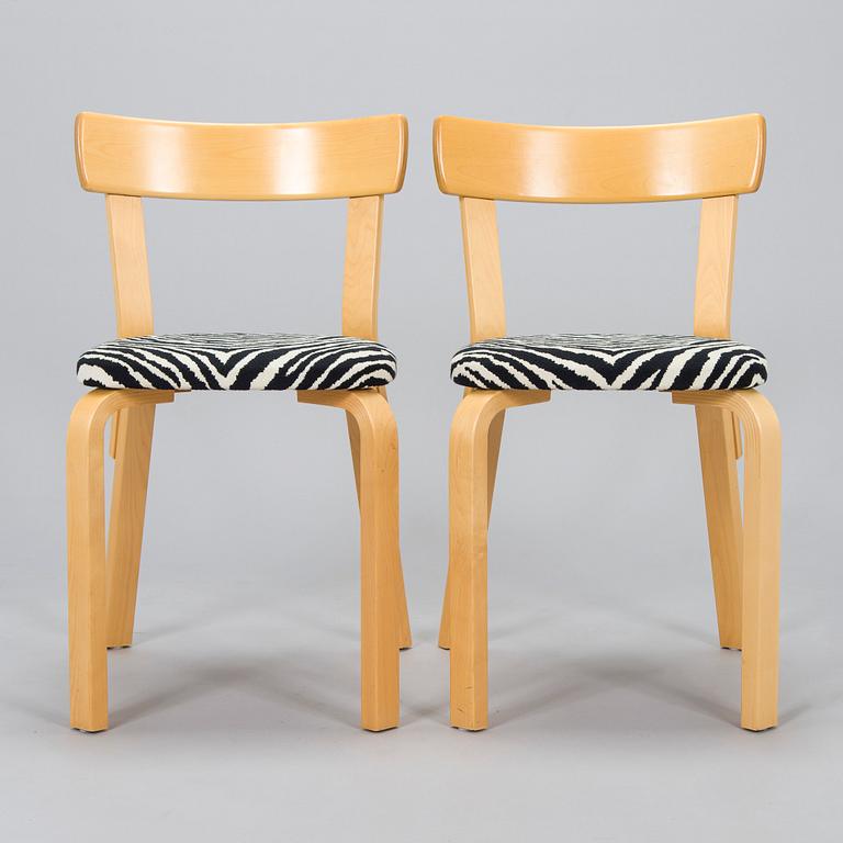 Alvar Aalto, stolar, 6 st, modell 69, Artek, 1900-talets slut.
