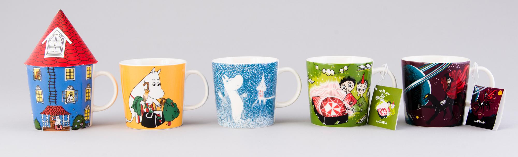 MUUMIMUKEJA, 25 kpl, posliina, Moomin Characters, Arabia 1996-2018.