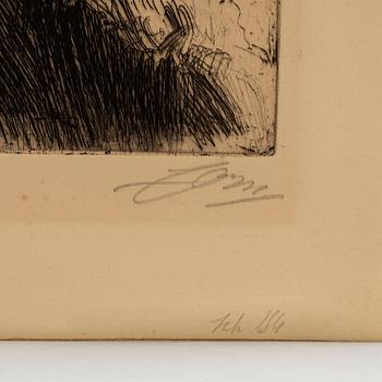 ANDERS ZORN, etching, 1904, I state of I, signed with pencil.