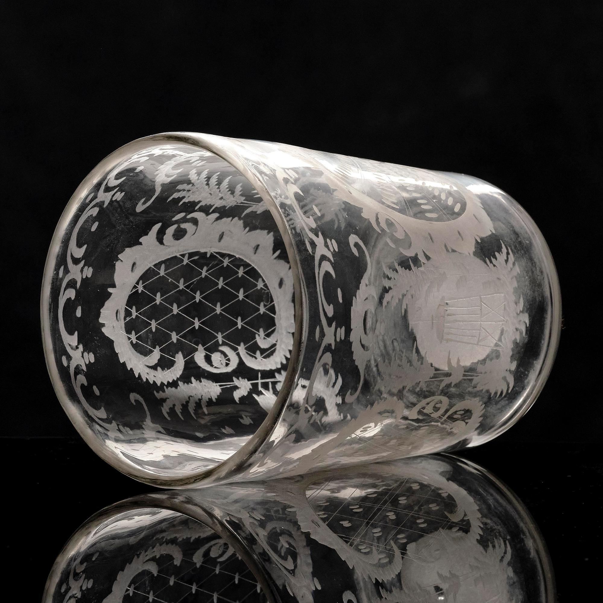 Bägare, glas. Tyskland, 1700-tal.