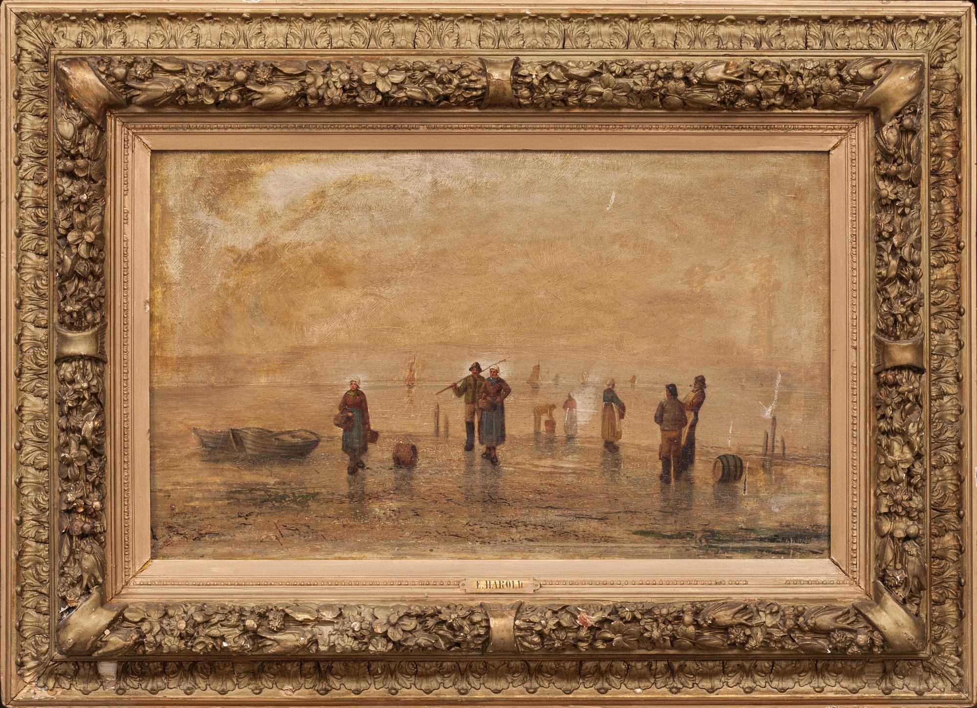 OKÄND KONSTNÄR, 1800-tal, olja på duk, delvis dubblerad, signerad E eller F Harold.