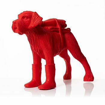 William Sweetlove,  "Cloned Schnauzer with water bottle". (Red).