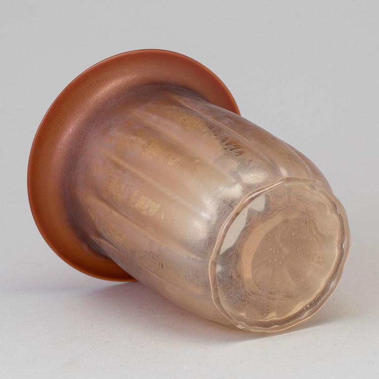 An Andries Dirk Copier amber coloured tin craquelé glass vase, Leerdam, Holland.