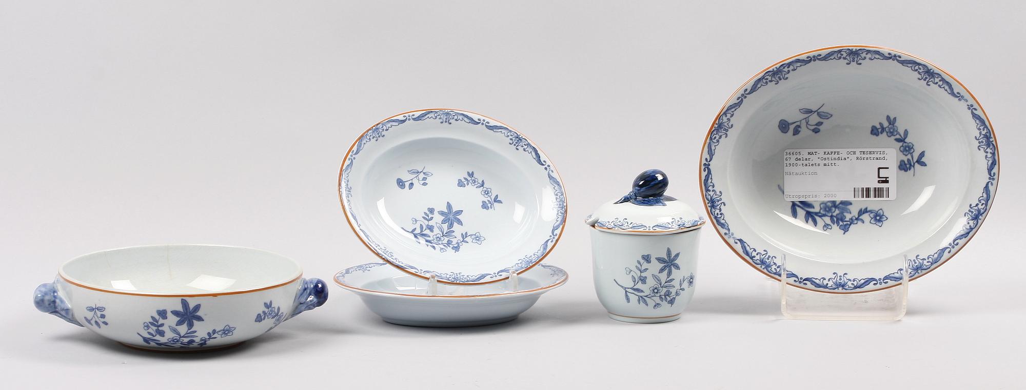 MAT- KAFFE- OCH TESERVIS, 67 delar, flintporslin, "Ostindia", Rörstrand, 1900-talets mitt.