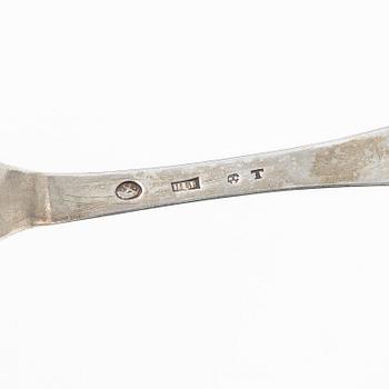 Ten silver spoons, 18th-19th century, most Swedish.