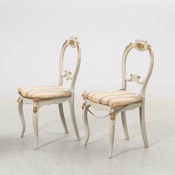 Chairs, a pair, and a table, new Rococo/new Renaissance around 1900.