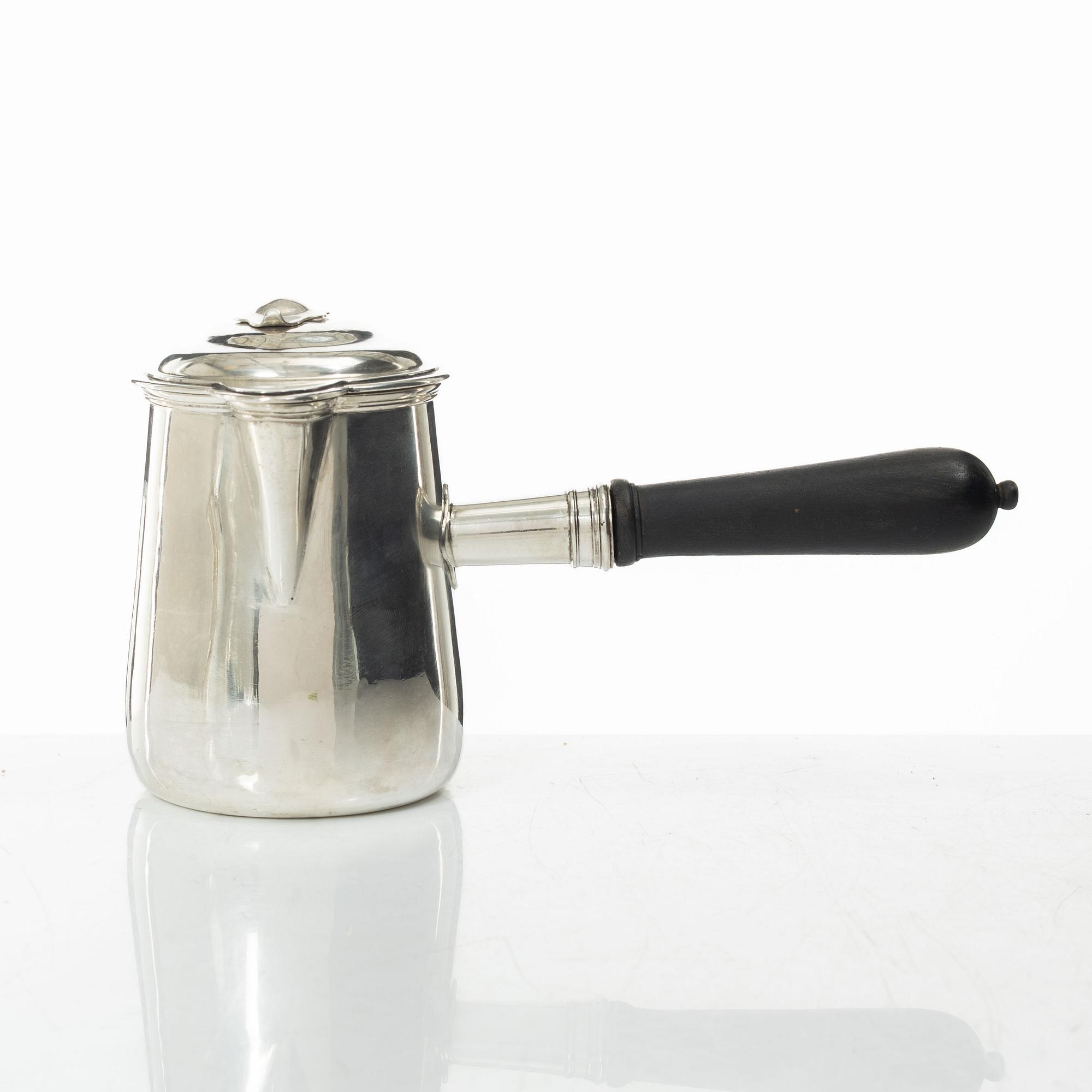 A silver chocolate pot, marks of Abraham IV Drentwett, Augsburg 1757-1759.