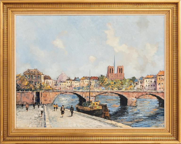 Okänd konstnär 1900-tal, Vid Seine - motiv från Paris.