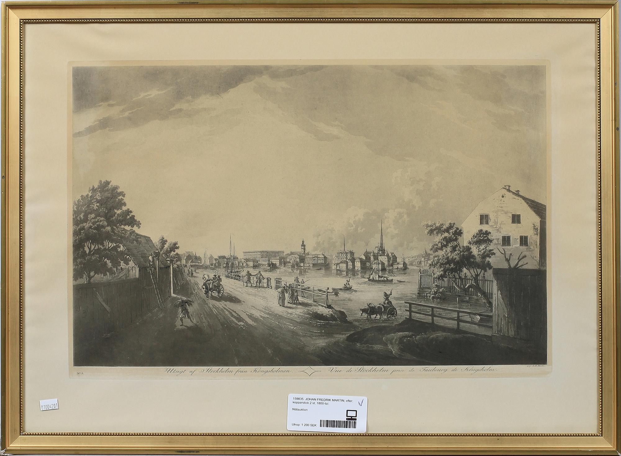 JOHAN FREDRIK MARTIN, efter, kopparstick 2 st, 1800-tal.