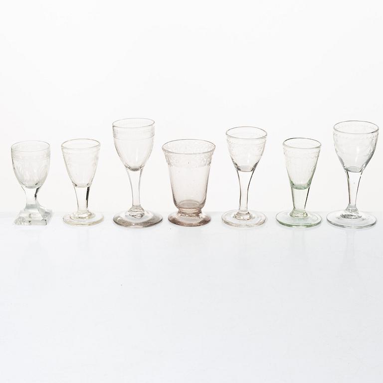 13 glasses, mostly Sweden, circa 1800.