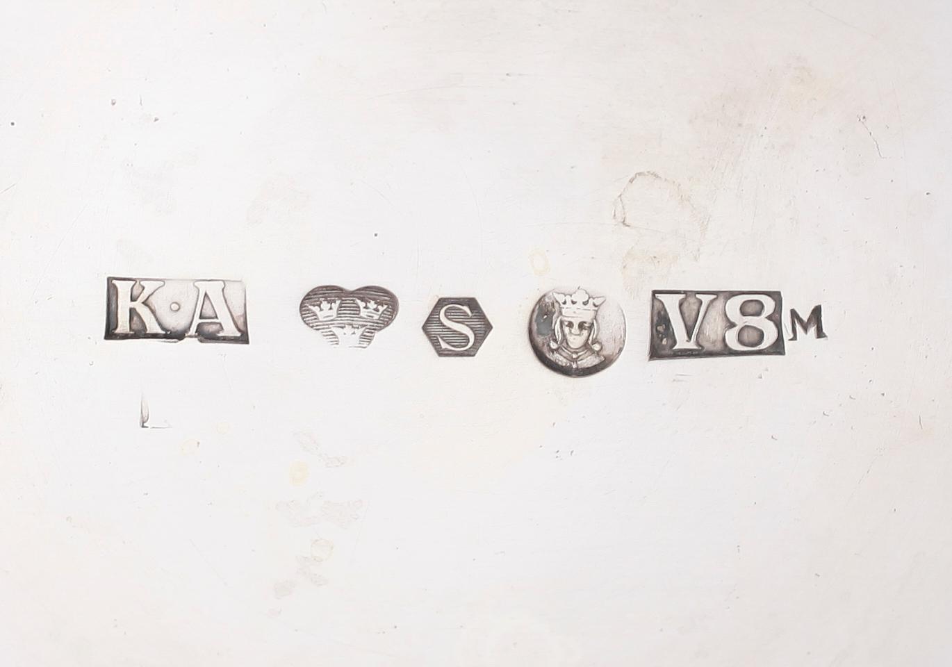 BÄGARE, silver, K Anderson, Stockholm 1947. Vikt ca 565 g.