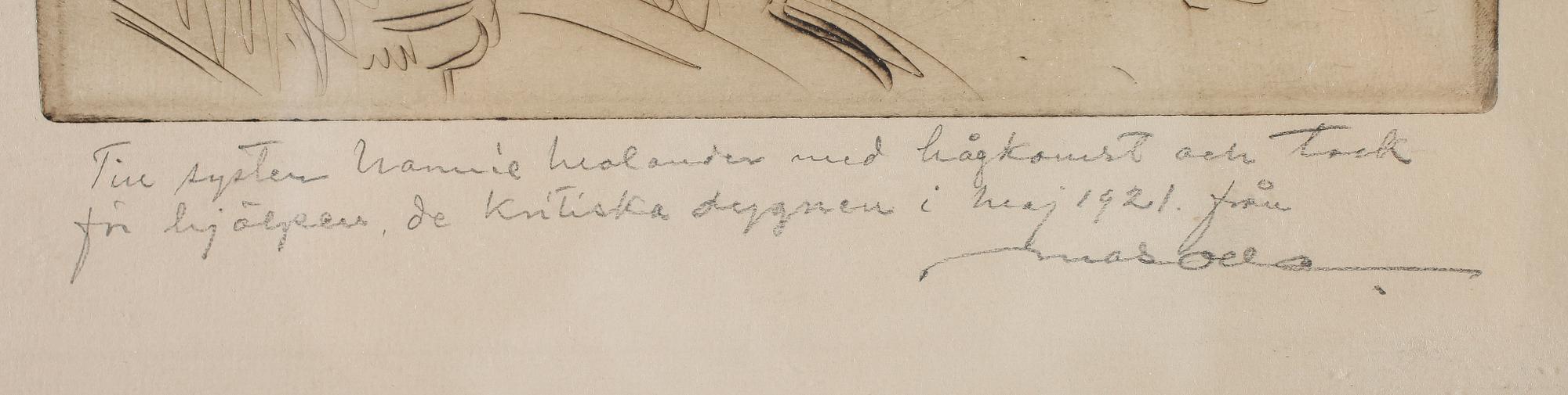 HELMER MASOLLE, 2 st, etsning, signerade.