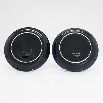 Fujiwo Ishimoto, konstfat, 2 st, unika, keramik, signerade Ishimoto Arabia.