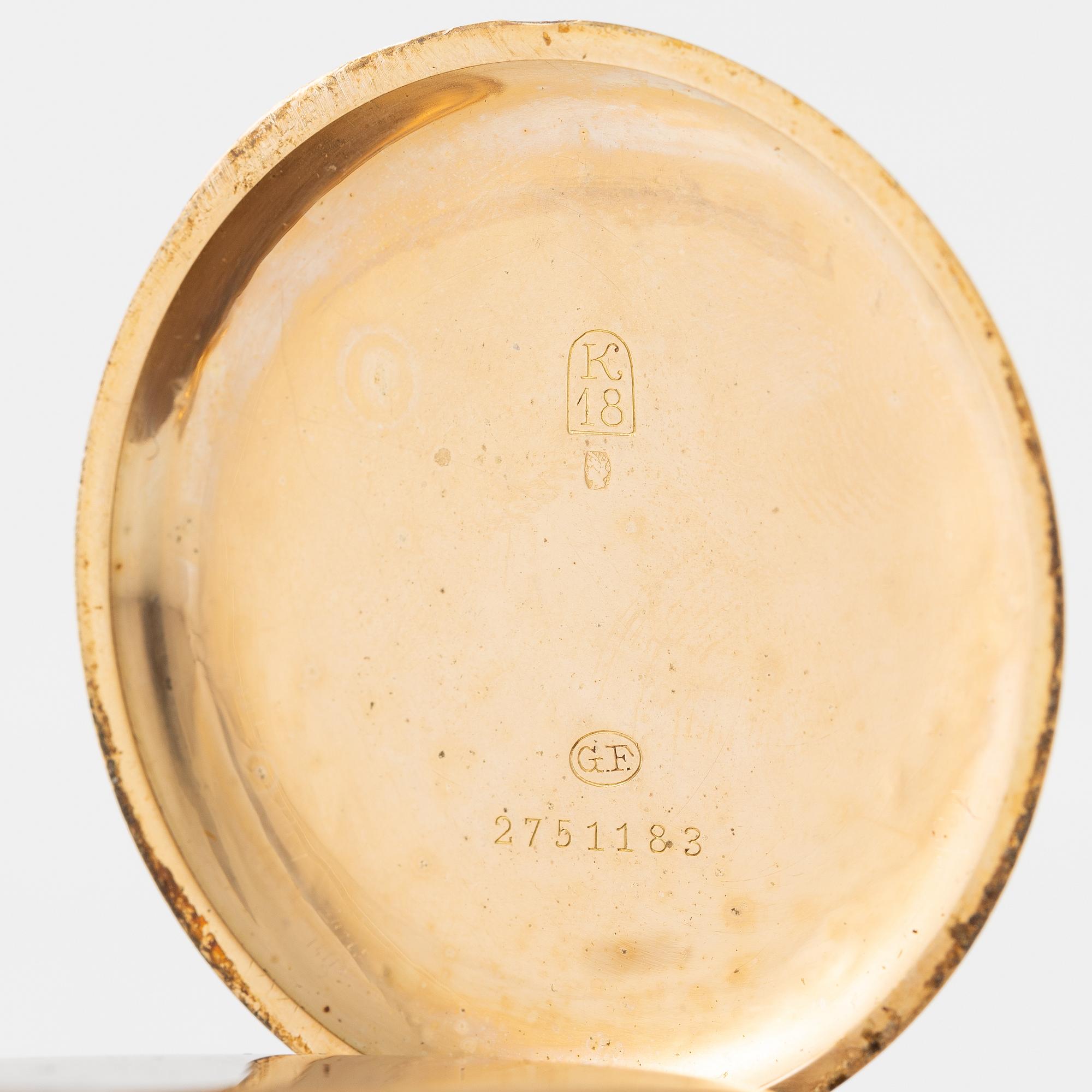 Longines, fickur, 18K guld, 49 mm.