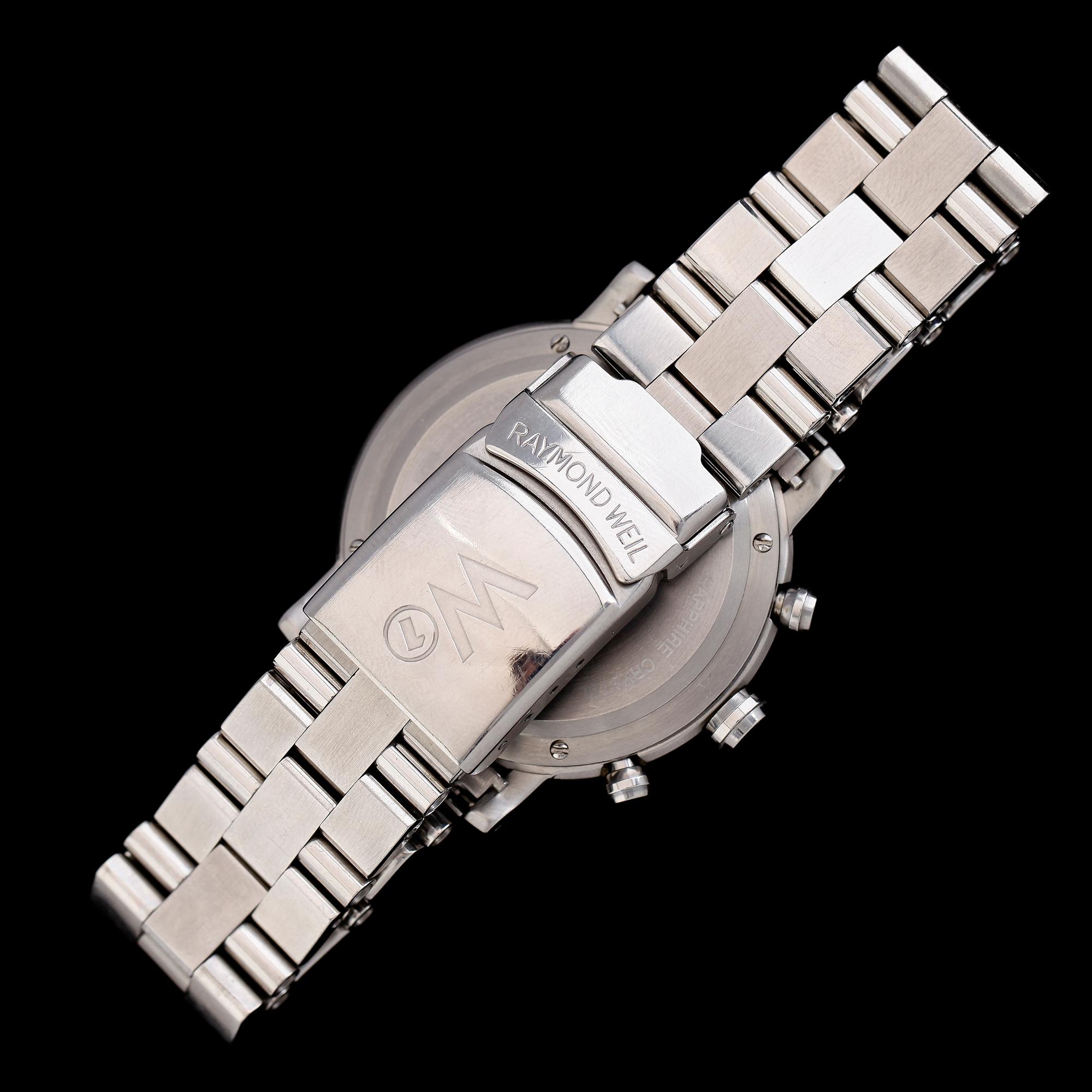 ARMBANDSUR, Raymond Weil, W1, chronograph, stål, 1900-talets senare del.