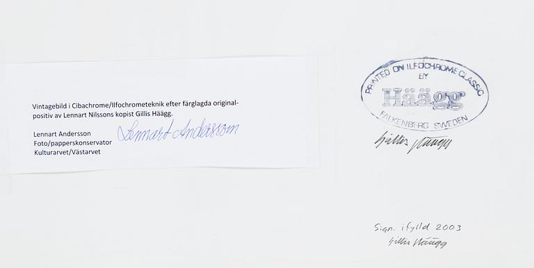 LENNART NILSSON, cibachrome, signed and numbered 7/10, on verso also signed by Gillis Häägg.