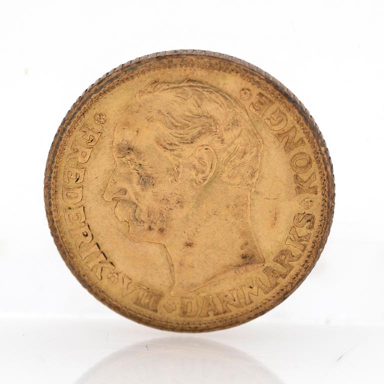 Gold coin, Frederik VIII, Denmark, 1909.