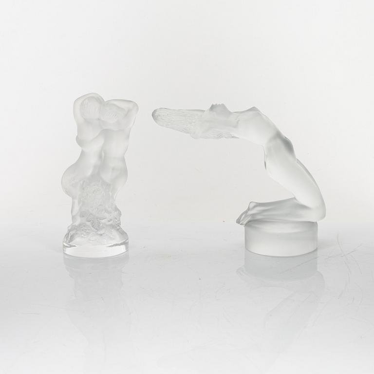 Two glass figurines, Lalique, France.