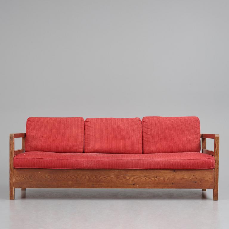 Axel Einar Hjorth, a stained pine sofa 'Sport', Nordiska Kompaniet Sweden, late 1930s.