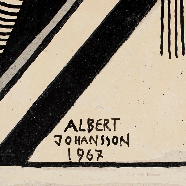 ALBERT JOHANSSON, olja och collage på pannå. Sign och dat 1967.